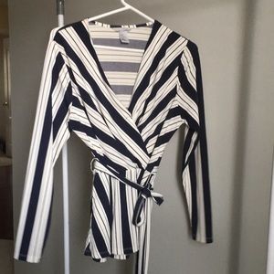 Striped wrap top